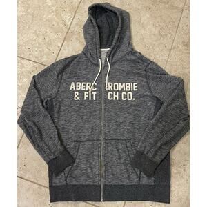Abercrombie & Fitch AF Mens Hoodie Medium Grey Sweatshirt Pullover Spellout M